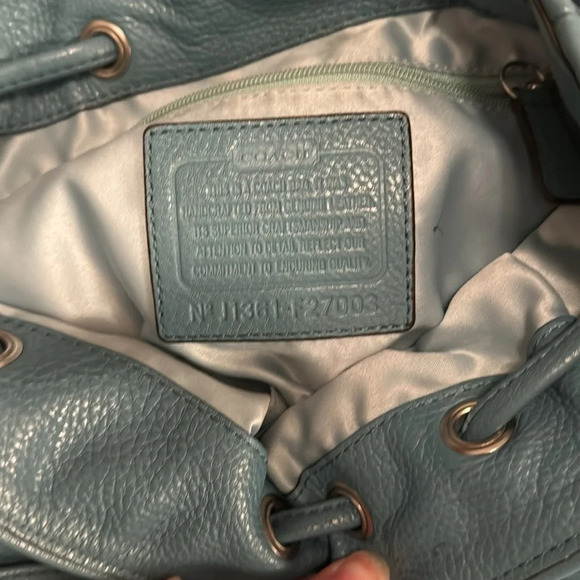 Coach Avery drawstring tote shoulder bag in blue NWOT - Picture 9 of 13